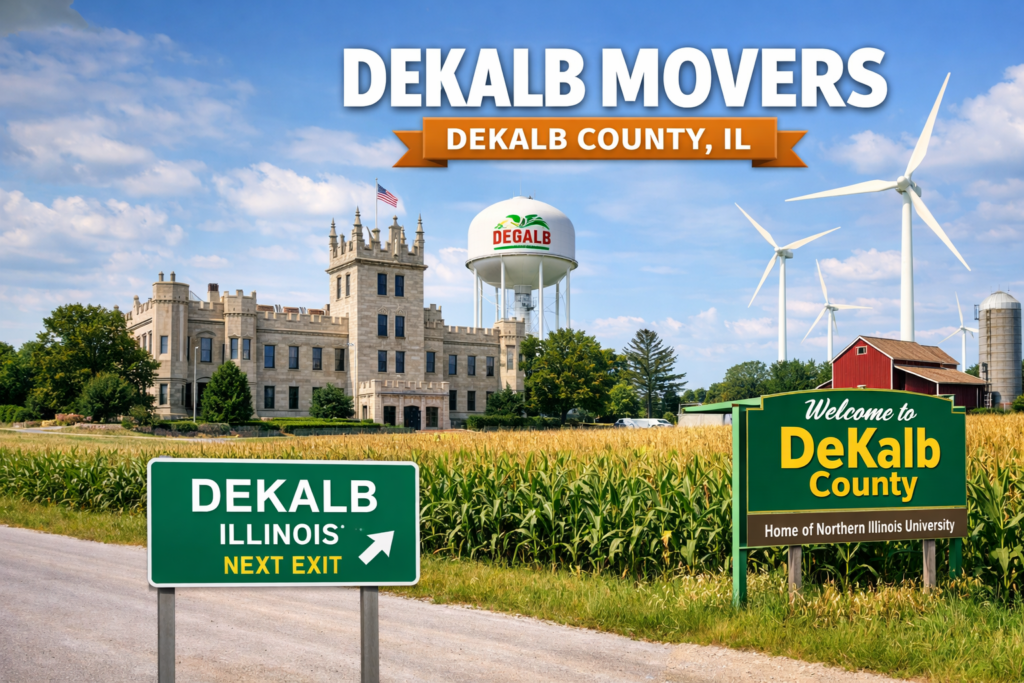 DeKalb County movers serving DeKalb, Sycamore, Genoa, Cortland, and surrounding DeKalb County Illinois communities