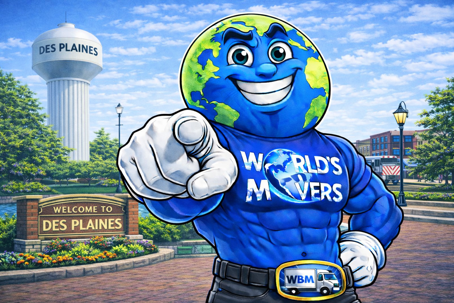 Des Plaines IL movers - World's Best Movers mascot