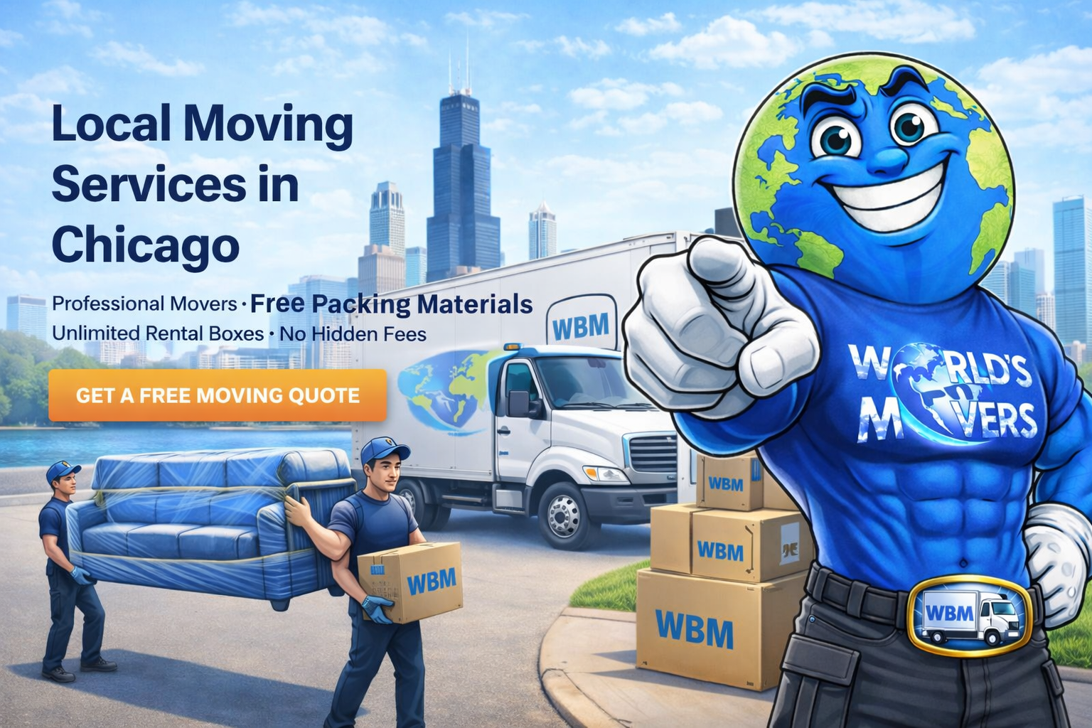 World's Best Movers Chicago local moving service mascot image