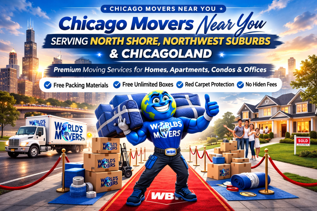 Chicago movers near you service area banner for World’s Best Movers