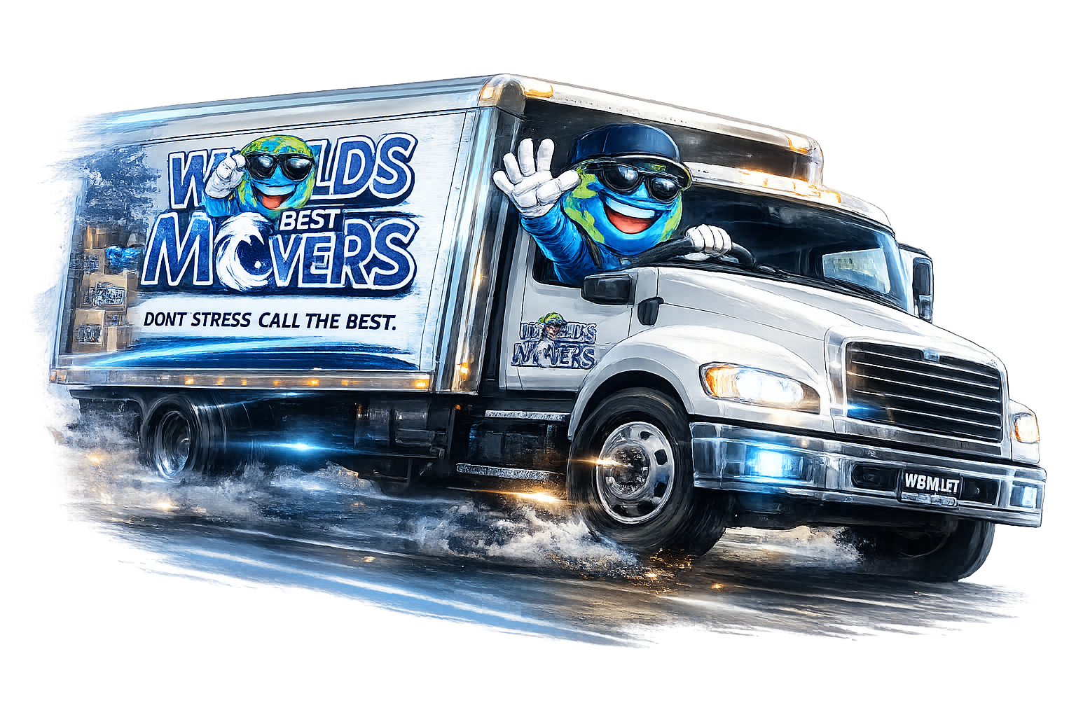 World's Best Movers Globy Driving Truck
